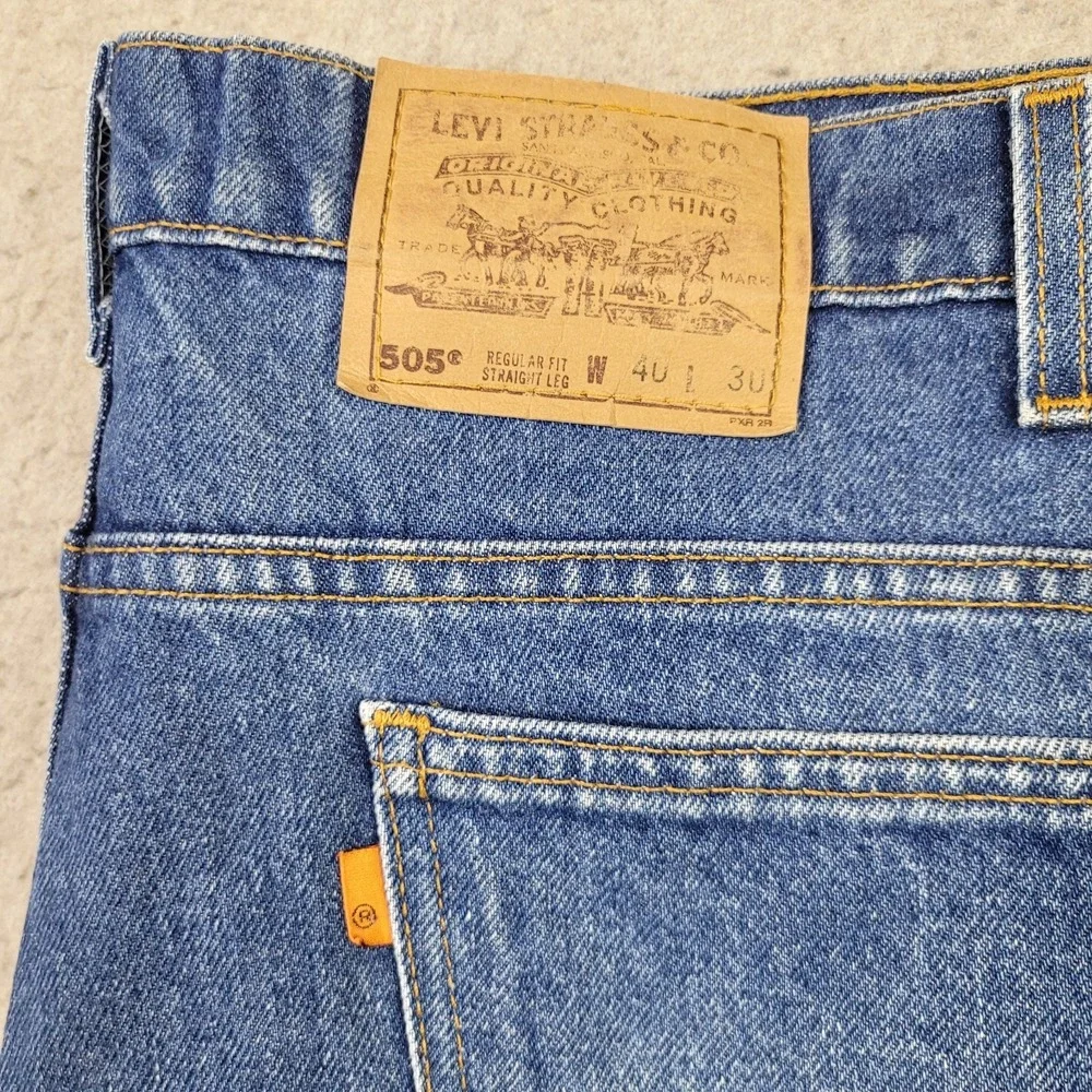 VTG 90s 1996 LEVI'S 505 Orange Tab Jeans Mens 40x30 Blue (Fits 40x26) USA Made